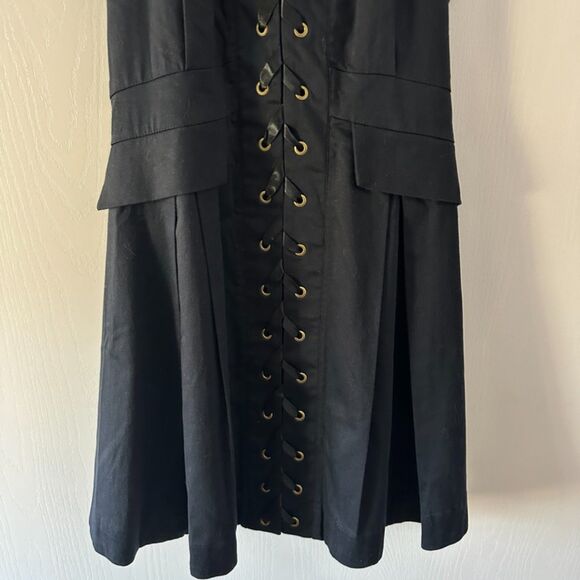 Iodice Womens Full Lace Up Dress Black Mini Goth Cottagecore Size 4 Small - Picture 3 of 10